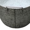 Embossed Design Oval Shape Galvanized Steel Tub with Side Handles, Large, Silver