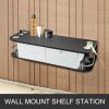 VEVOR Black & White Salon Wall Mount Styling Station Classic Locking 2 Drawers Storage Beauty Salon Spa Equipment Barber Station