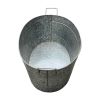 Embossed Design Oval Shape Galvanized Steel Tub with Side Handles, Large, Silver