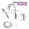 Waterfall Bathtub Faucet with Sprayer, 3-Hole Roman Tub Filler with Hand Shower Deck Mount Waterfall Tub Spout Set