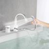 Waterfall Bathtub Faucet with Sprayer, 3-Hole Roman Tub Filler with Hand Shower Deck Mount Waterfall Tub Spout Set